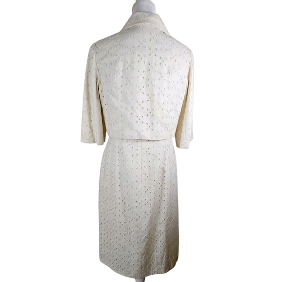 Talbots ~Woman Size 10~ Creme 2 Pc. Set 100% Linen Dress/Blazer Fully Lined. - Picture 14 of 16